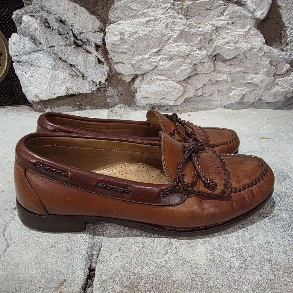 Allen Edmonds Woodstock Leather Kiltie Loafer Men 9 1/2 Brown Moccasin Old Money